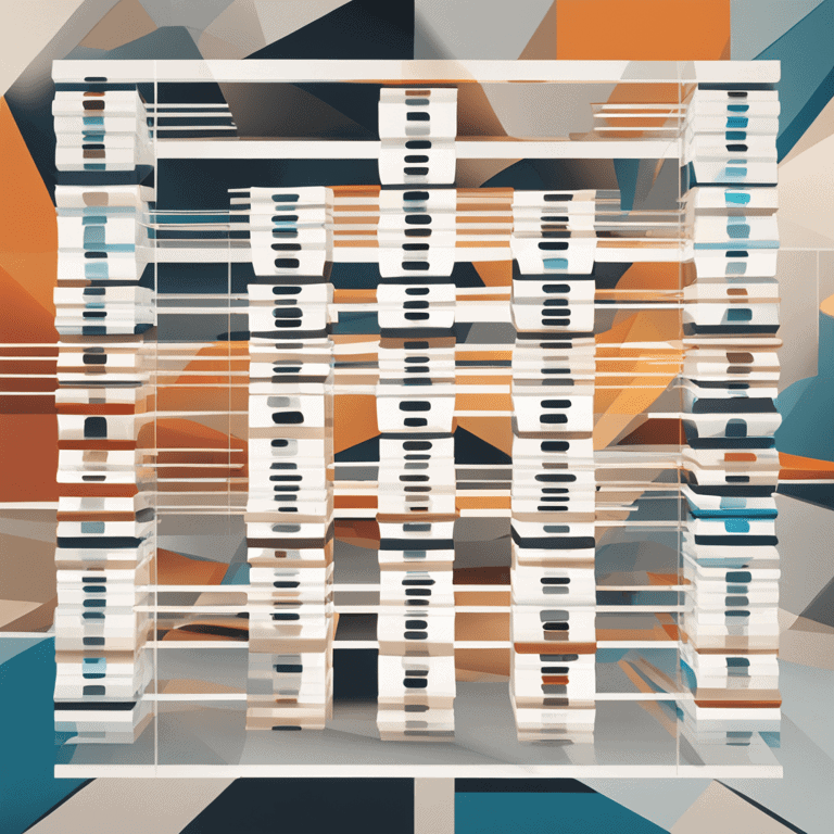 기하학적 패턴의 추상적 데이터 저장 구조 일러스트레이션