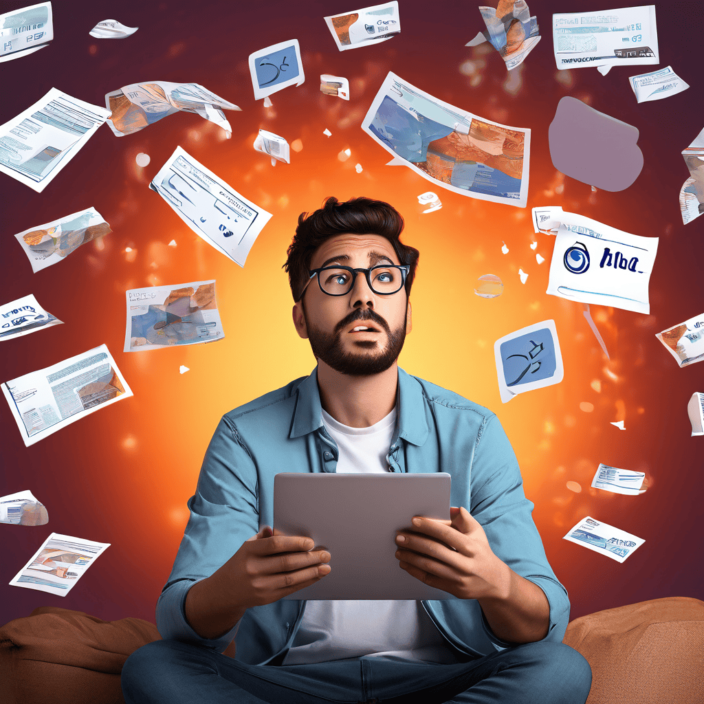 화면에 여러 고가의 OTT 구독료가 표시된 채 스트레스를 받은 사람이, 단 하나의 합리적인 요금제를 생각하는 모습이다.